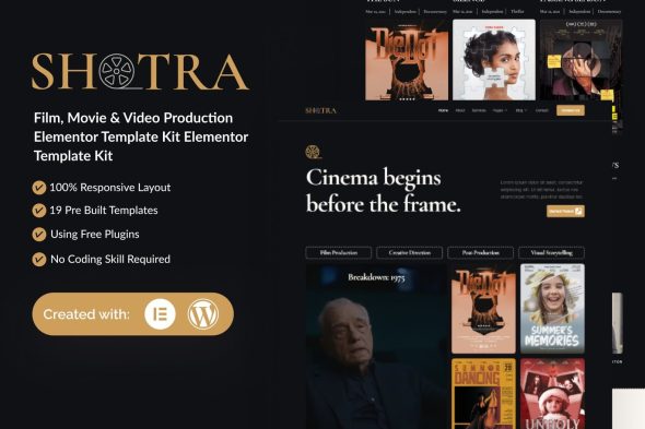 Shotra  – Film, Movie & Video Production Elementor Template Kit