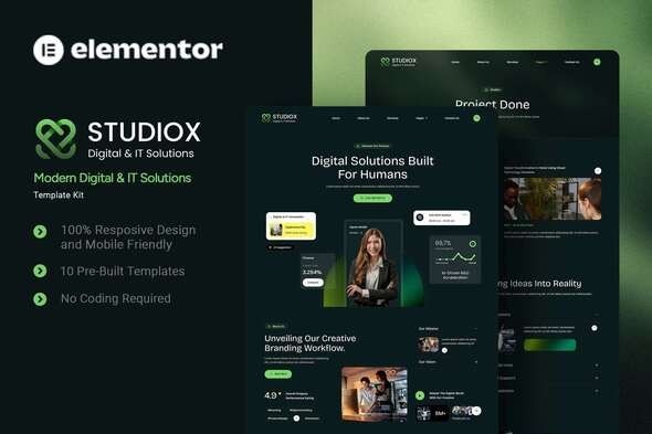 Studiox  – Modern Digital & IT Solution Elementor Template Kit