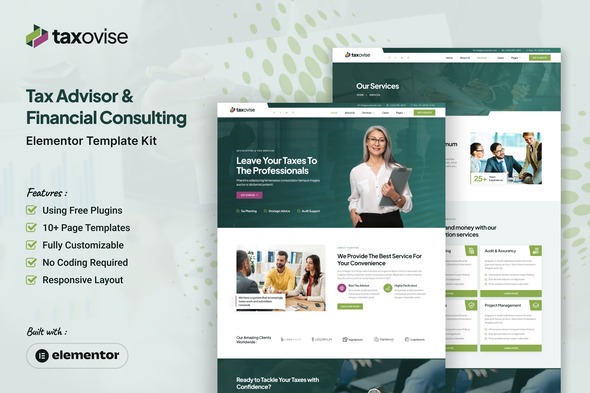 Taxovise  – Tax Advisor & Financial Consulting Elementor Template Kit