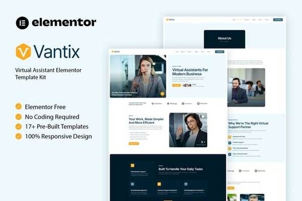 Vantix  – Virtual Assistant Elementor Template Kit