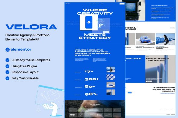 Velora  – Creative Agency & Portfolio Elementor Template Kit