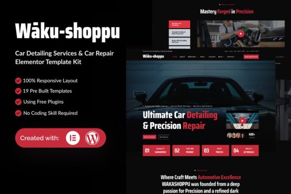 Waku-shoppu  – Car Detailing Service & Car Repair Elementor Template Kit