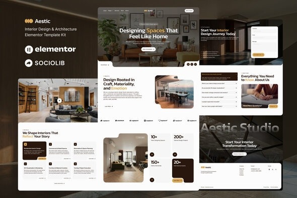 Aestic  – Interior Design & Architecture Elementor Template Kit