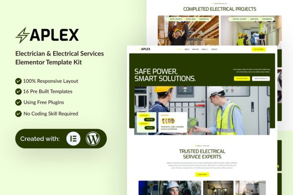 Zaplex  – Electrician & Electrical Services Elementor Template Kit