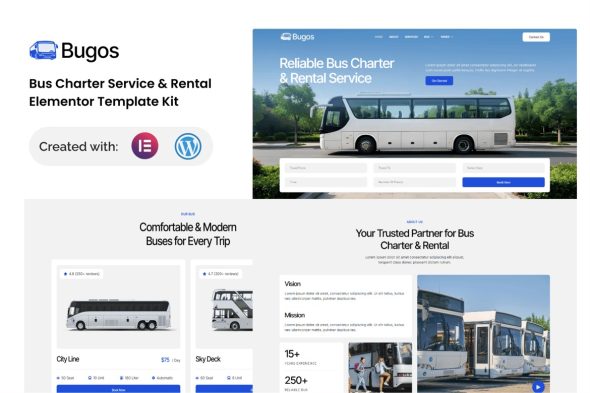 Bugos  – Bus Charter Service & Rental Elementor Template Kit