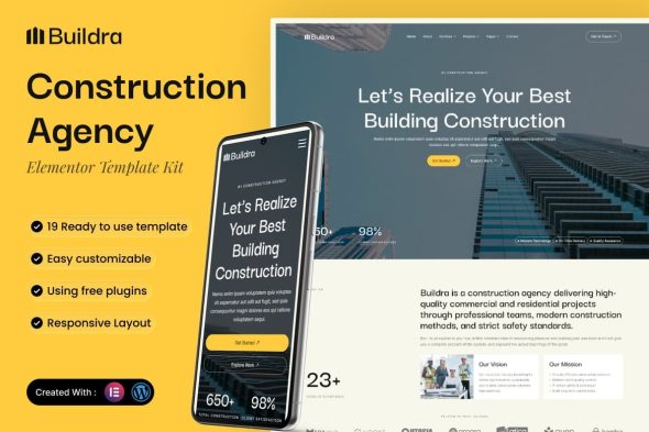 Buildra  – Construction Agency Elementor Template Kit