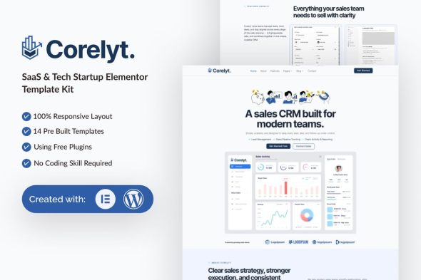 Corelyt  – SaaS & Tech Startup Elementor Template Kit