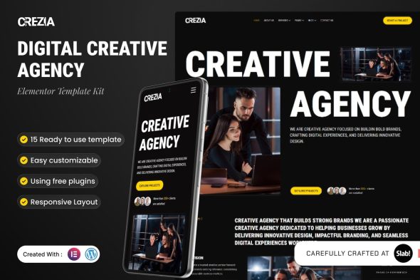 Crezia  – Digital Creative Agency Elementor Template Kit