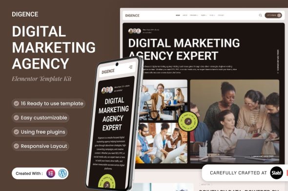 Digence  – Digital Marketing Agency Elementor Template Kit