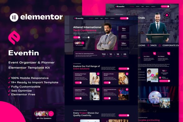 Eventin  – Event Organizer & Planner Elementor Template Kit