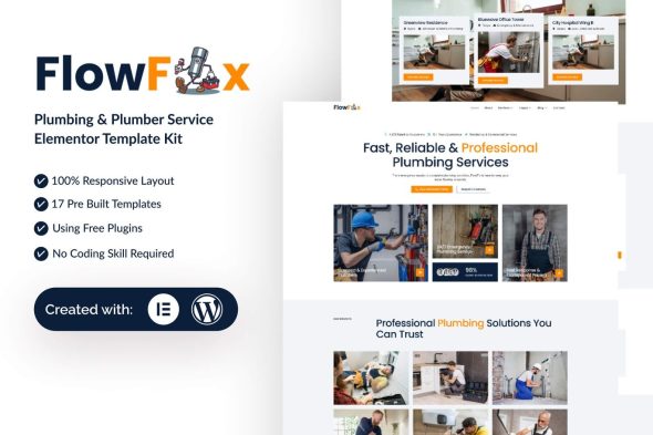 FlowFix  – Plumbing & Plumber Service Elementor Template Kit