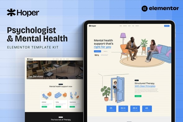 Hoper  – Psychologist & Mental Health Elementor Template Kit