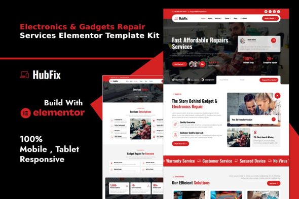 HubFix  – Gadgets & Electronics Repair Services Elementor Template Kit