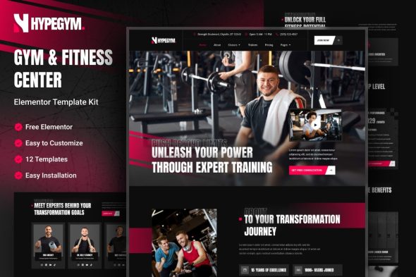 Hypegym  – Gym & Fitness Center Elementor Template Kit