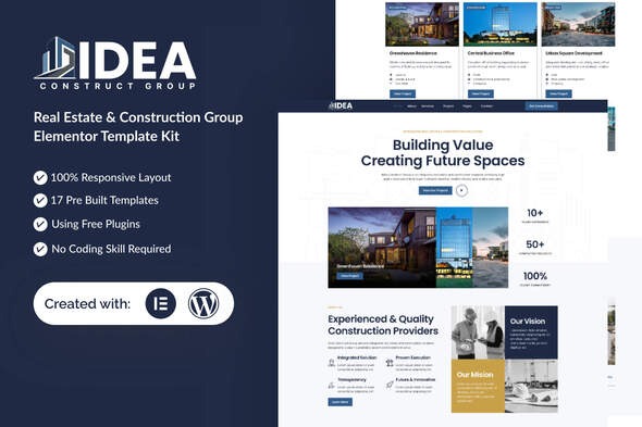 Idea  – Real Estate & Construction Group Elementor Template Kit