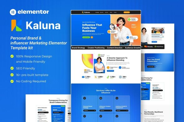 Kaluna  – Personal Brand & influencer Marketing Elementor Template kit