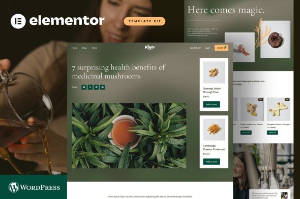 Myco  – Medicinal Mushrooms & Adaptogens Shop Elementor Template Kit