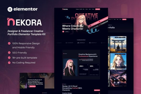 Nekora  – Designer & Freelancer Creative Portfolio Elementor Template Kit