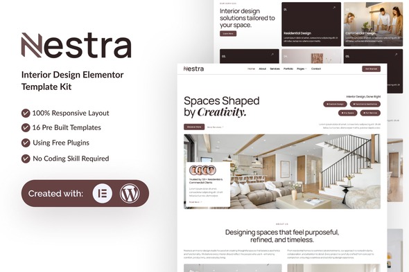 Nestra  – Interior Design Elementor Template Kit