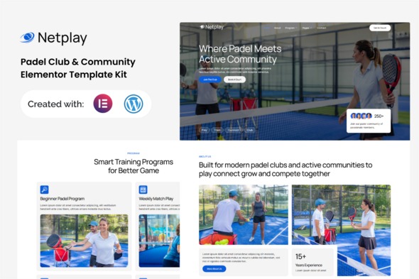 Netplay  – Padel Club & Community Elementor Template Kit