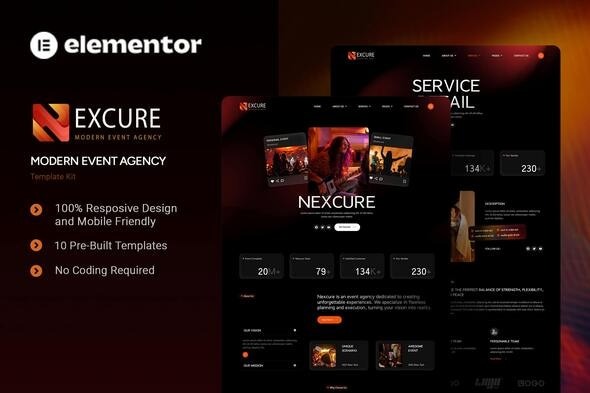 Nexcure  – Modern Event Agency Elementor Template Kit