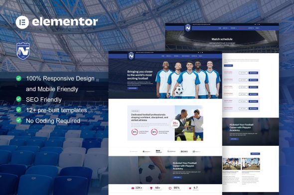 NexuSpeed  – Football Club & Sports Academy Elementor Pro Template Kit