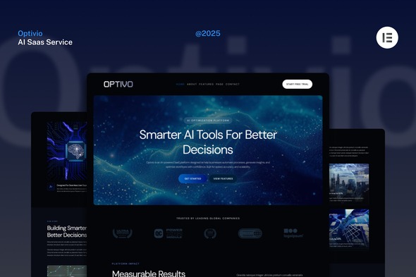 Optivio  – Dark AI Saas Website Elementor Template Kit