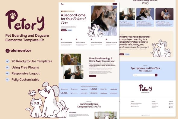 Petory  – Pet Boarding & Daycare Elementor Template Kit
