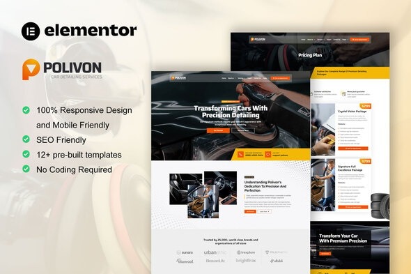 Polivon  – Car Body Repair Shop Elementor Pro Template Kit