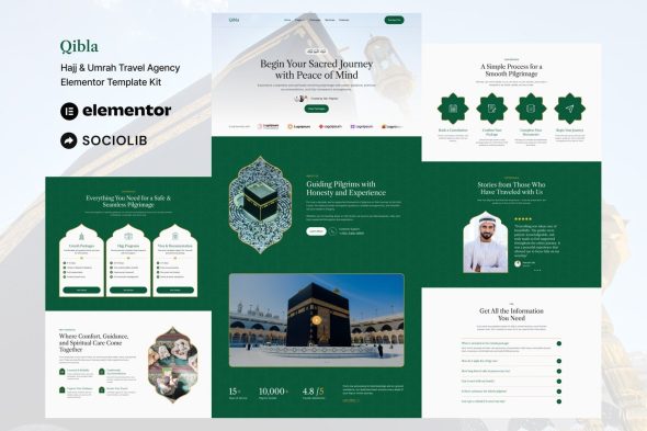 Qibla  – Hajj & Umrah Travel Agency Elementor Template Kit