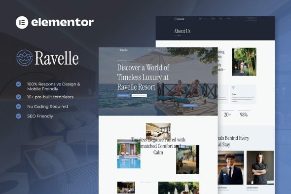 Ravelle  – Luxury Hotel & Resort Elementor Template Kit
