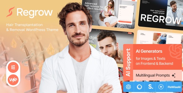 Regrow 1.0.0 – Hair Transplantation & Removal WordPress Theme