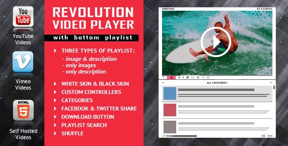 Revolution Video Player With Bottom Playlist 2.9.4 – YouTube/Vimeo/Self-Hosted Support
