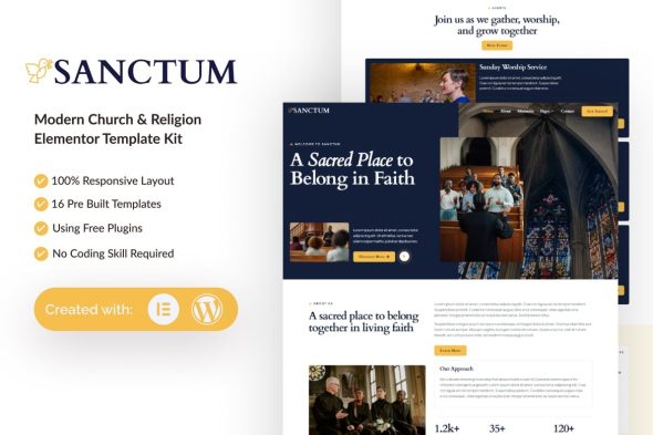 Sanctum  – Modern Church & Religion Elementor Template Kit