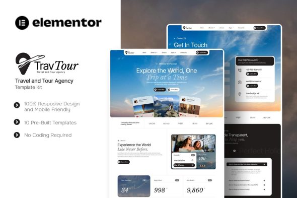 Travtour  – Travel and Tour Agency Elementor Template Kit