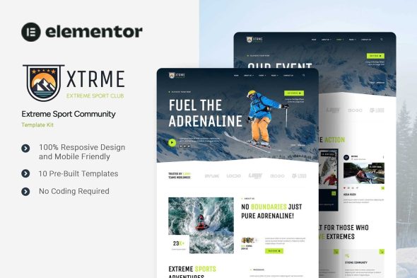 XTRME  – Extreme Sport Community Elementor Template Kit