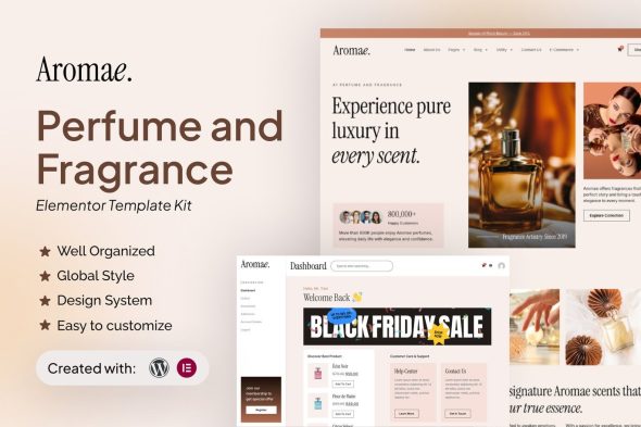 Aromae  – Perfume and Fragrance Elementor Template Kit