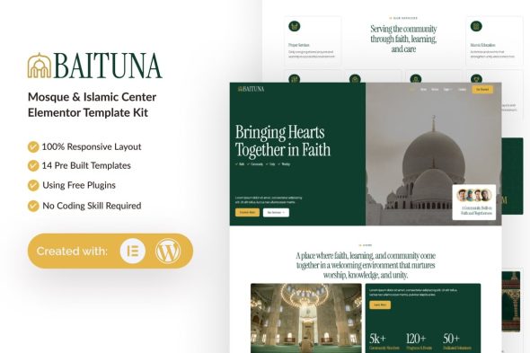 Baituna  – Mosque & Islamic Center Elementor Template Kit