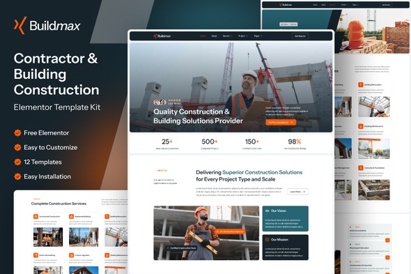 Buildmax  – Contractor & Building Construction Elementor Template Kit