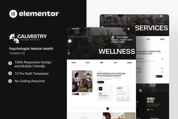 Calmistry  – Psychologist Mental Health Elementor Template Kit