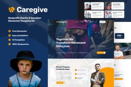 Caregive - Nonprofit Charity & Donation Elementor Template Kit