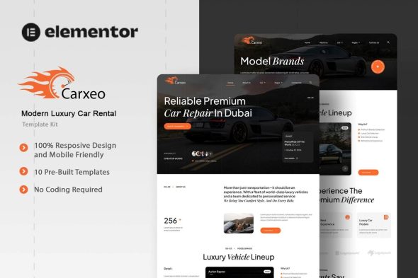 Carxeo  – Modern Luxury Car Rental Elementor Template Kit