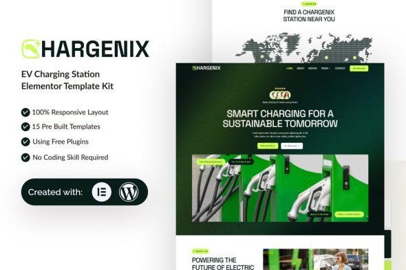Chargenix  – EV Charging Station Elementor Template Kit