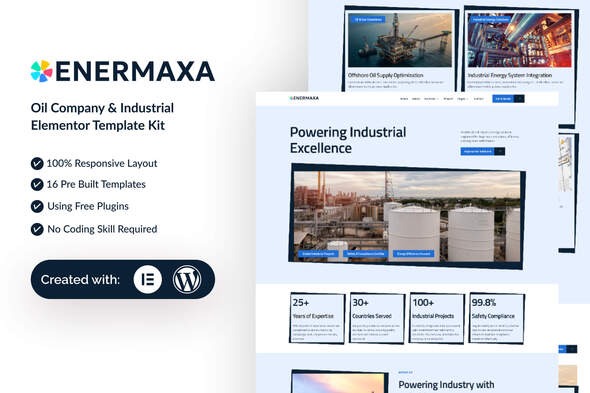 Enermaxa  – Oil Company & Industrial Elementor Template Kit