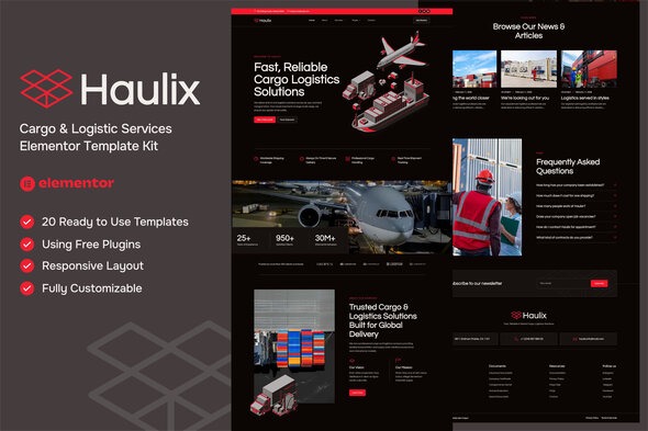 Haulix  – Cargo & Logistic Services Elementor Template kit