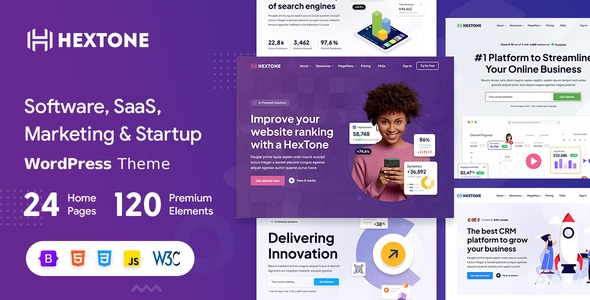 HexTone 1.0.0 – Software, SaaS & Startup WordPress Theme