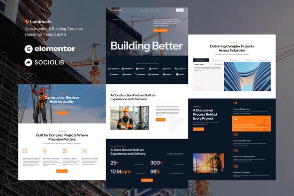 Landmark  – Construction & Building Services Elementor Template Kit