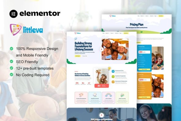 Littleva  – Kindergarten & Child Care Elementor Pro Template Kit