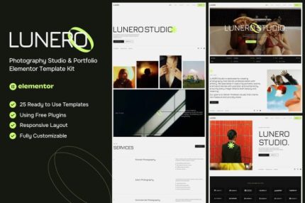 Lunero - Photography Studio & Portfolio Elementor Template Kit