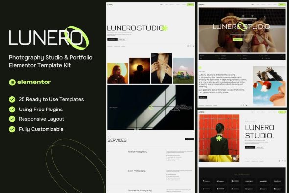 Lunero  – Photography Studio & Portfolio Elementor Template Kit